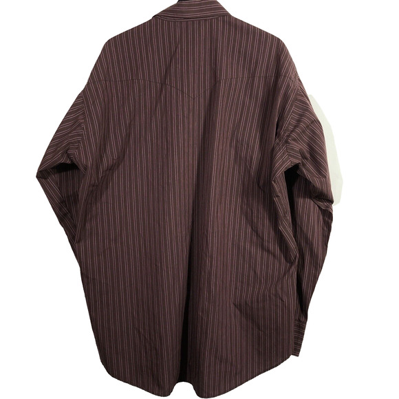 Vintage Western Pearl Snap Shirt Dark Red Black Stripe Flying R USA 18 1/2 37 - Picture 6 of 8